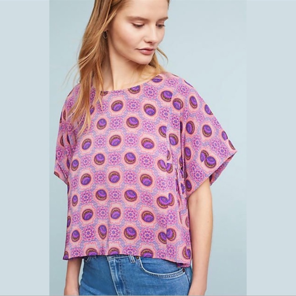 Anthropologie Maeve Geometric Medallion Print Top • Medium